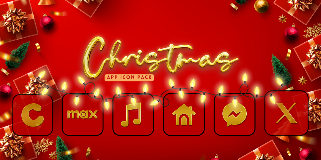 Celebrate the Season with Red and Gold Christmas App Icons
