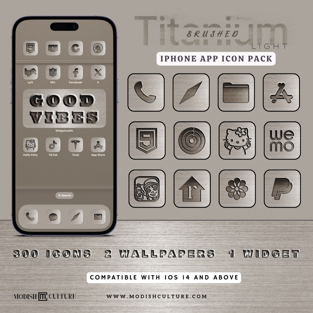 Brushed Titanium Light iPhone App Icon Theme | iOS14+