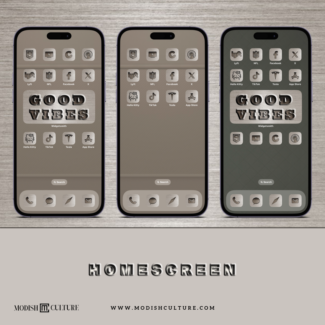 Brushed Titanium Light iPhone App Icon Theme | iOS14+