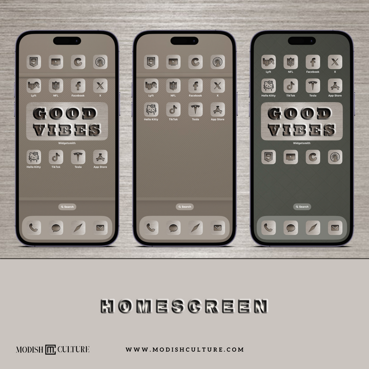 Brushed Titanium Light iPhone App Icon Theme | iOS14+