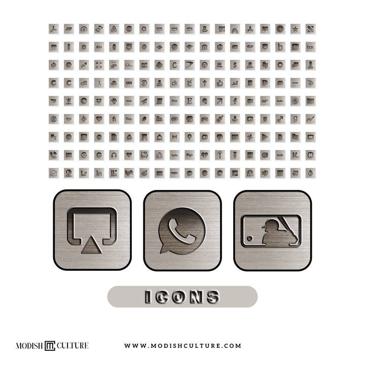 Brushed Titanium Light iPhone App Icon Theme | iOS14+