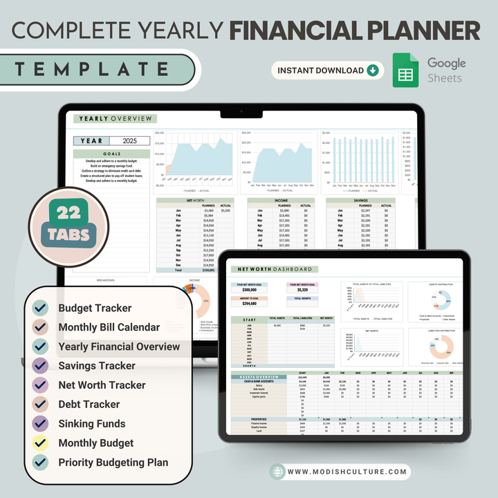 Complete Yearly Finance Planner BUNDLE | Google Sheets TEMPLATE