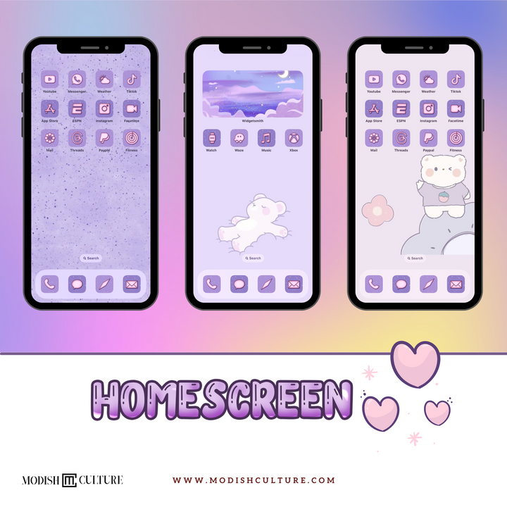 Kawaii Purple Bliss iPhone App Icon Theme for iOS14+