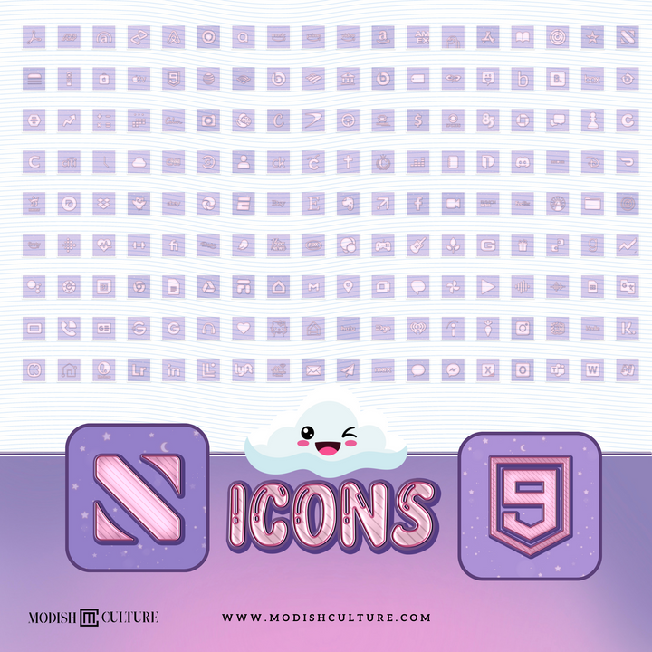 Kawaii Purple Bliss iPhone App Icon Theme for iOS14+