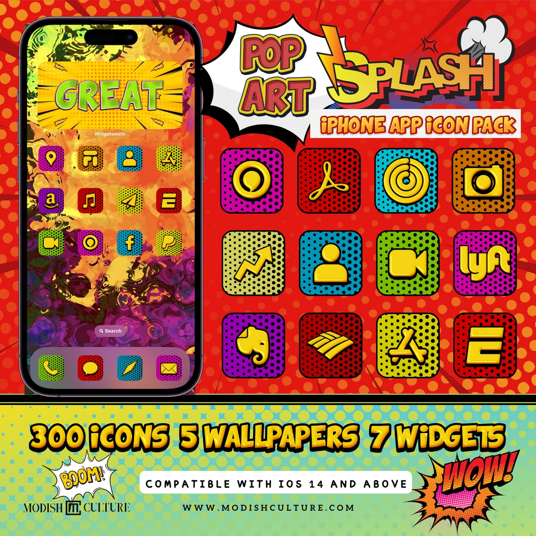 Pop Art Splash iPhone App Icon Theme | iOS14+
