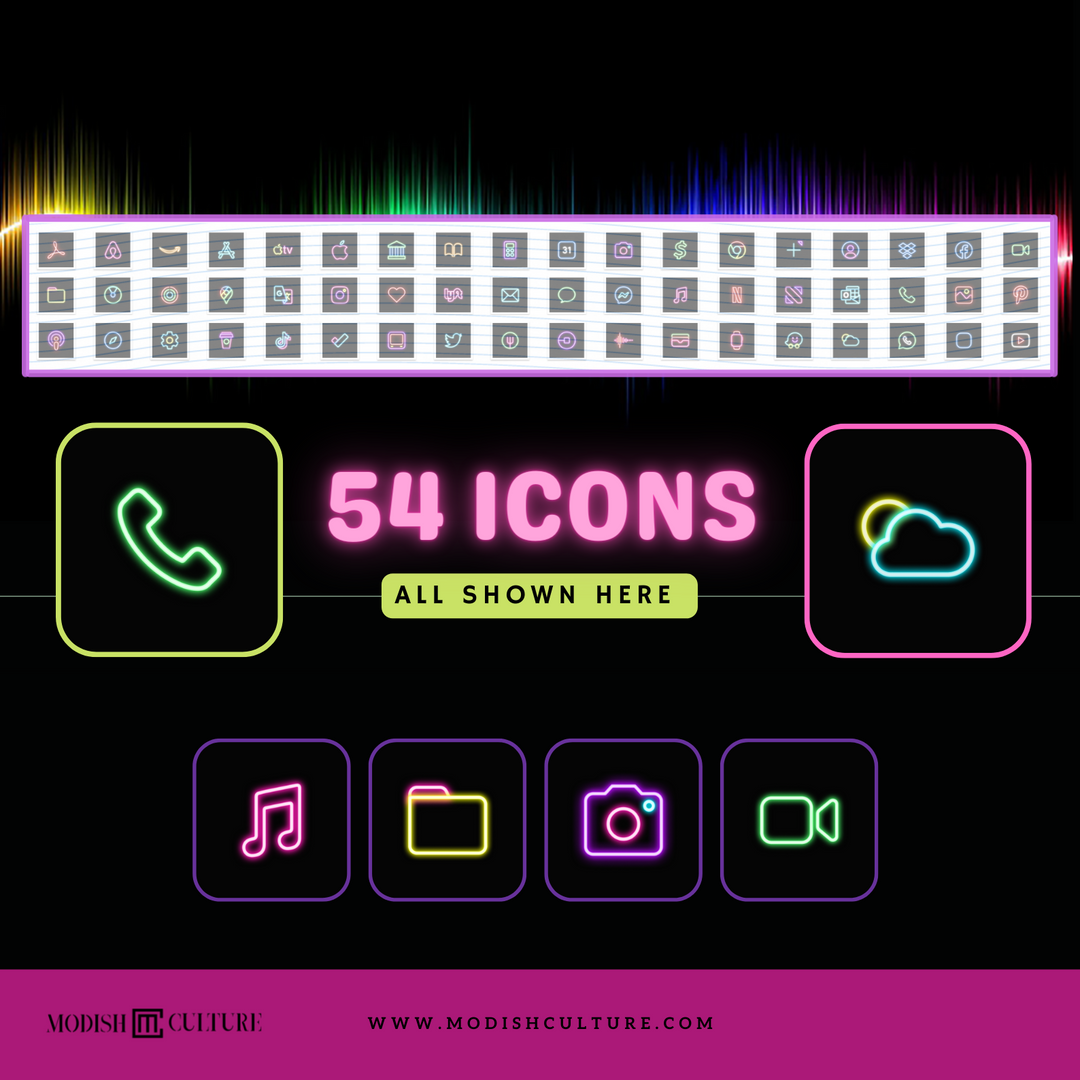 Black NEON iPhone iOS14+ App Icon Theme
