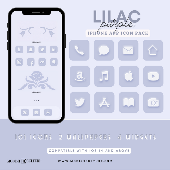 Lilac Purple iPhone iOS14+ App Icon Theme