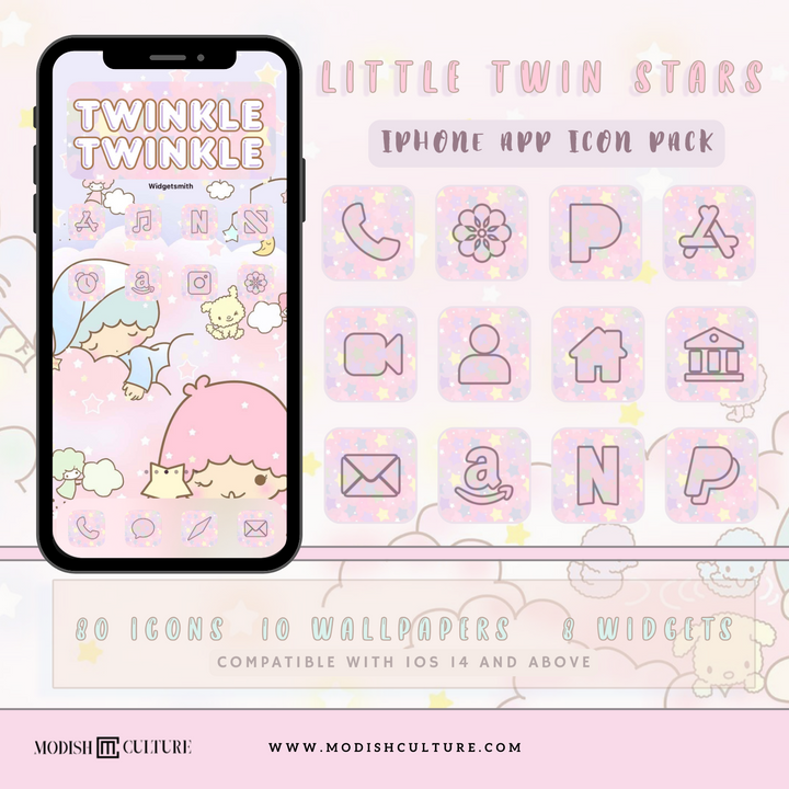 Little Twin Stars iPhone iOS14+ App Icon Theme