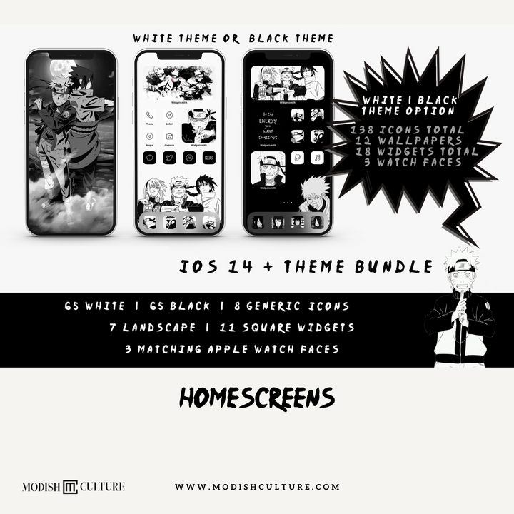 Naruto iPhone iOS14+ App Icon Theme Bundle