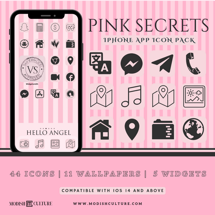 Pink Secrets iPhone iOS14+ App Icon Theme