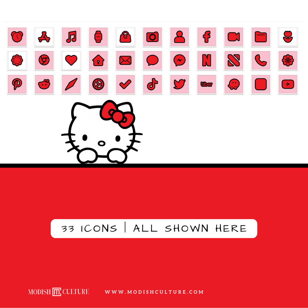 Red Kitty iPhone iOS14+ App Icon Theme