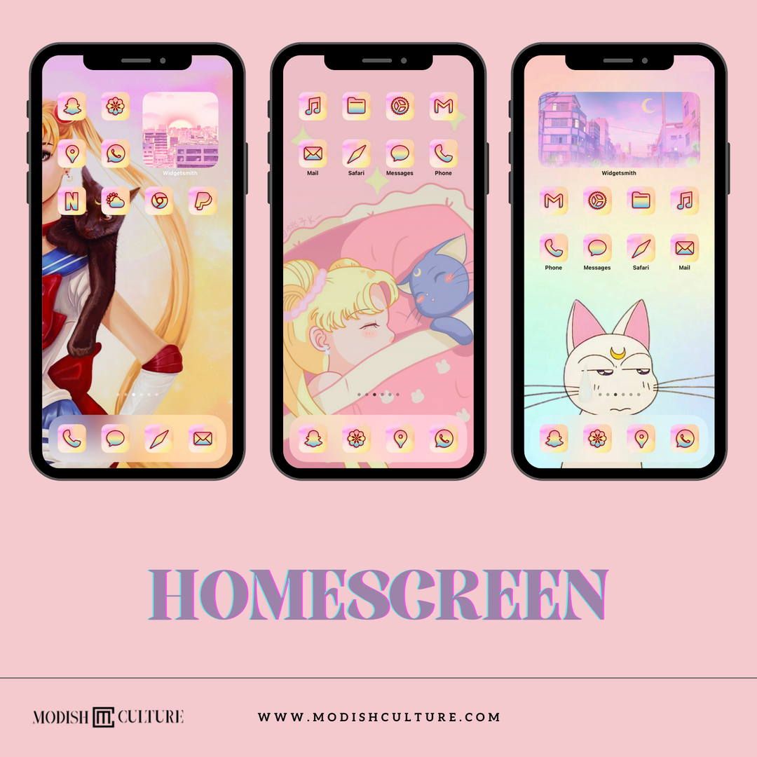 Sailor Moon Gradient Pink iPhone iOS14+ App Icon Theme