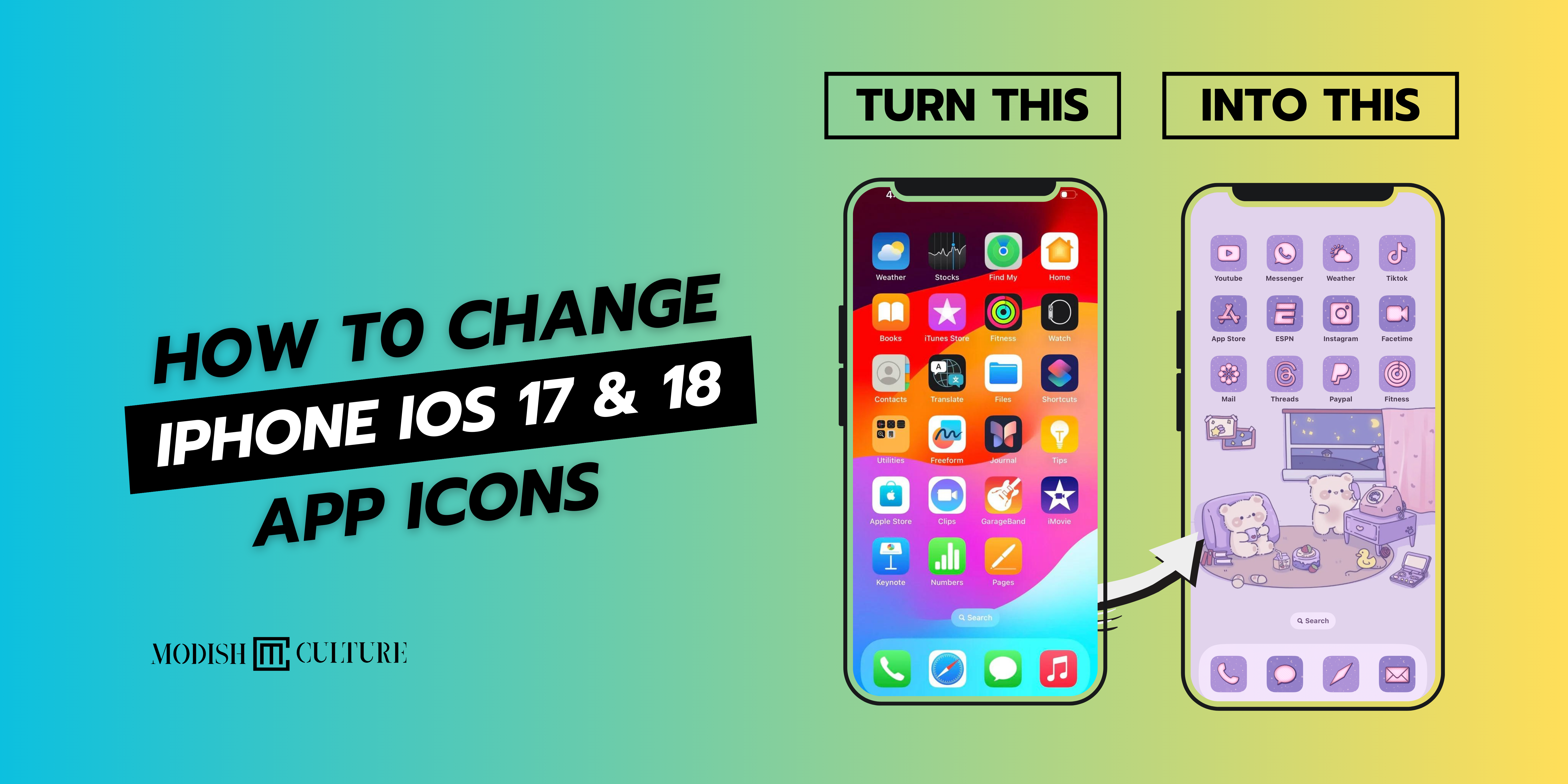 How to Change App Icons on iPhone Running iOS 17 & 18 Using the Shortc ...