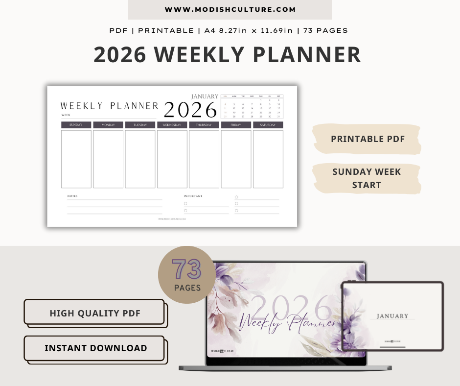 2026 Floral Weekly Planner | PRINTABLE PDF