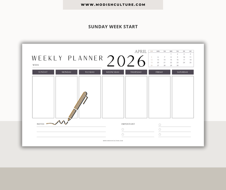 2026 Floral Weekly Planner | PRINTABLE PDF