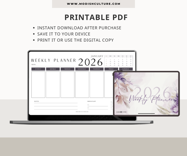 2026 Floral Weekly Planner | PRINTABLE PDF