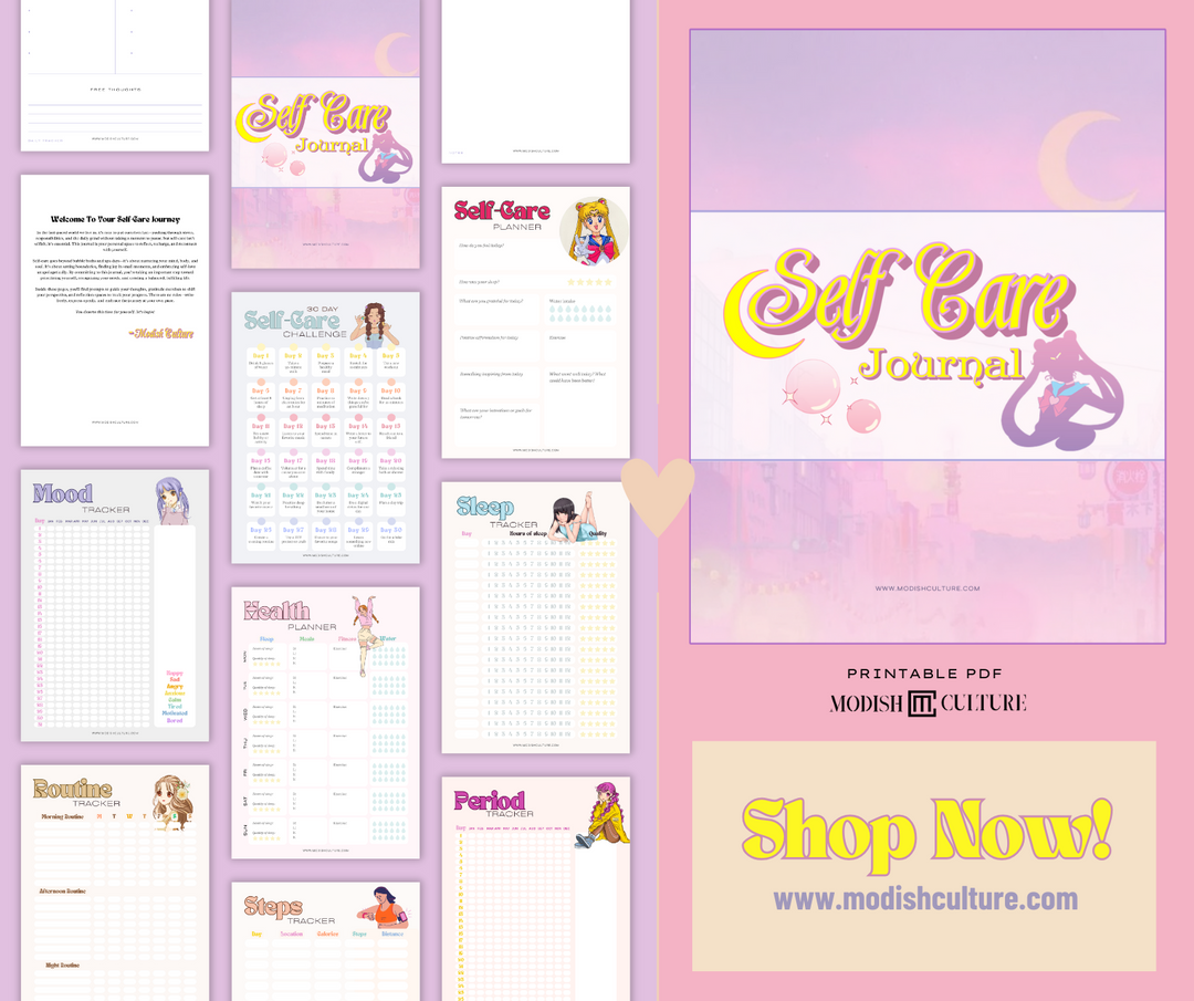 Anime Girl Themed Self Care Journal | PRINTABLE PDF