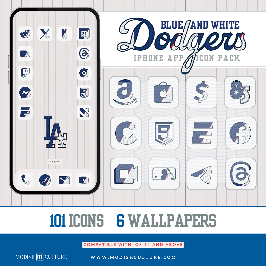 Blue and White Dodgers App Icon Theme for iOS14+ | Los Angeles Dodgers