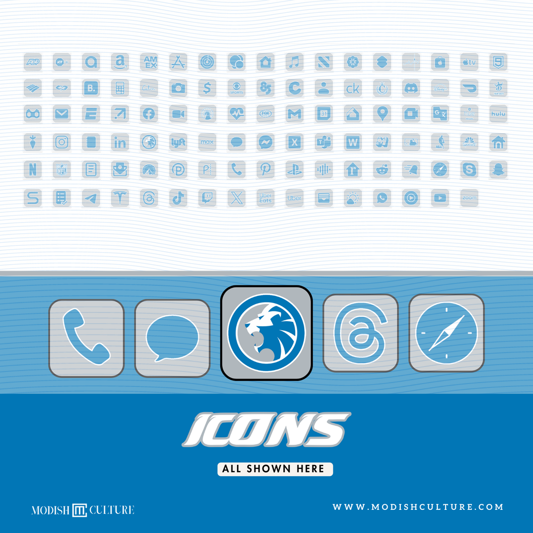 Blue and White Lions App Icon Theme for iOS14+ | Detroit Lions