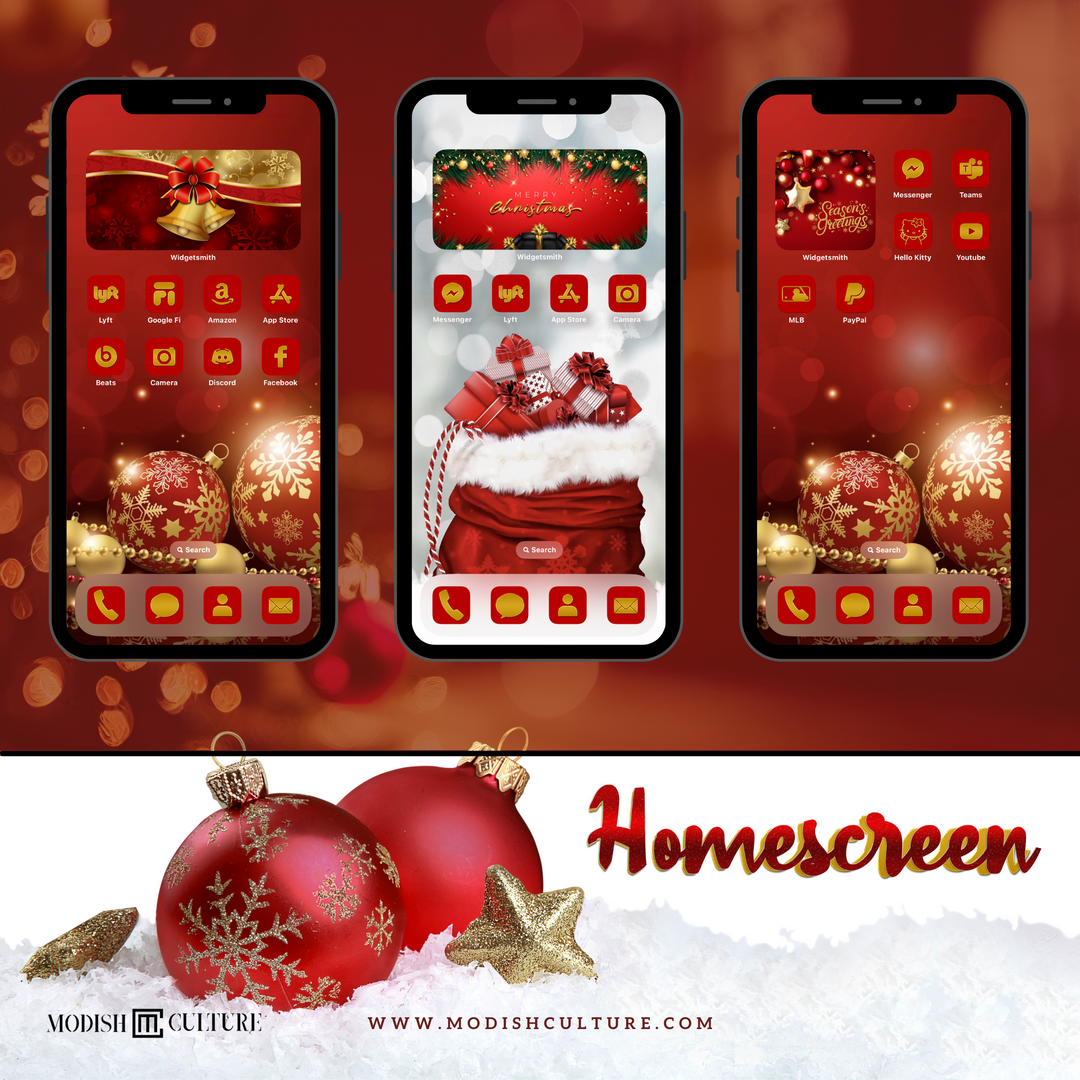 Red and Gold Christmas iPhone and Android App Icon Theme