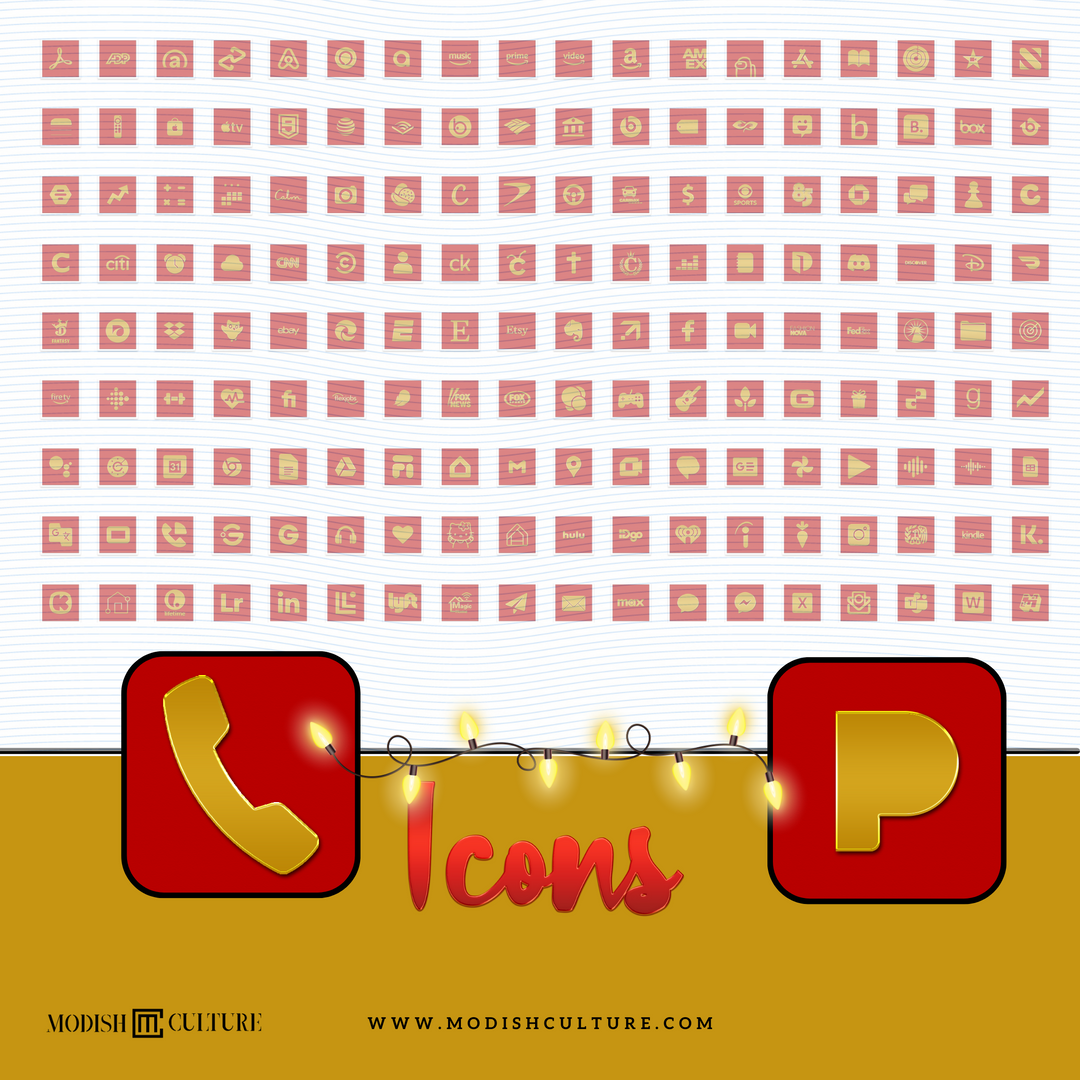 Red and Gold Christmas iPhone and Android App Icon Theme