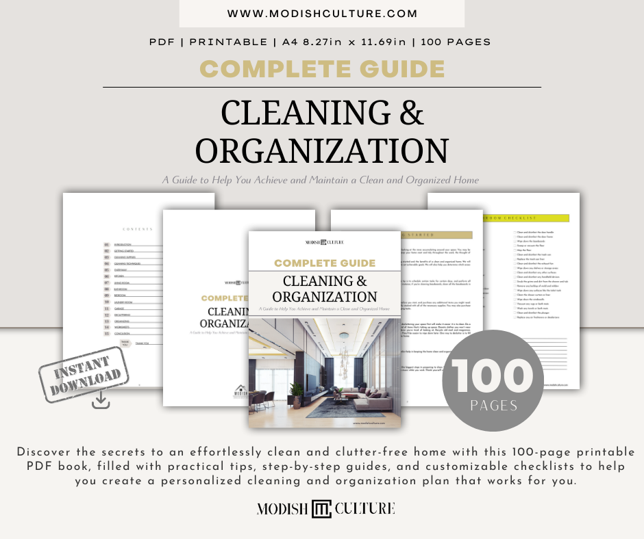 Clean Up Guide Example Complete Guide to Cleaning & Organization | PRINTABLE PDF – Modish Culture
