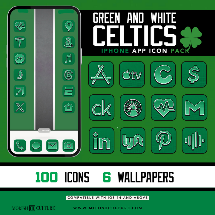 Green and White Celtics App Icon Theme for iOS14+ | Boston Celtics