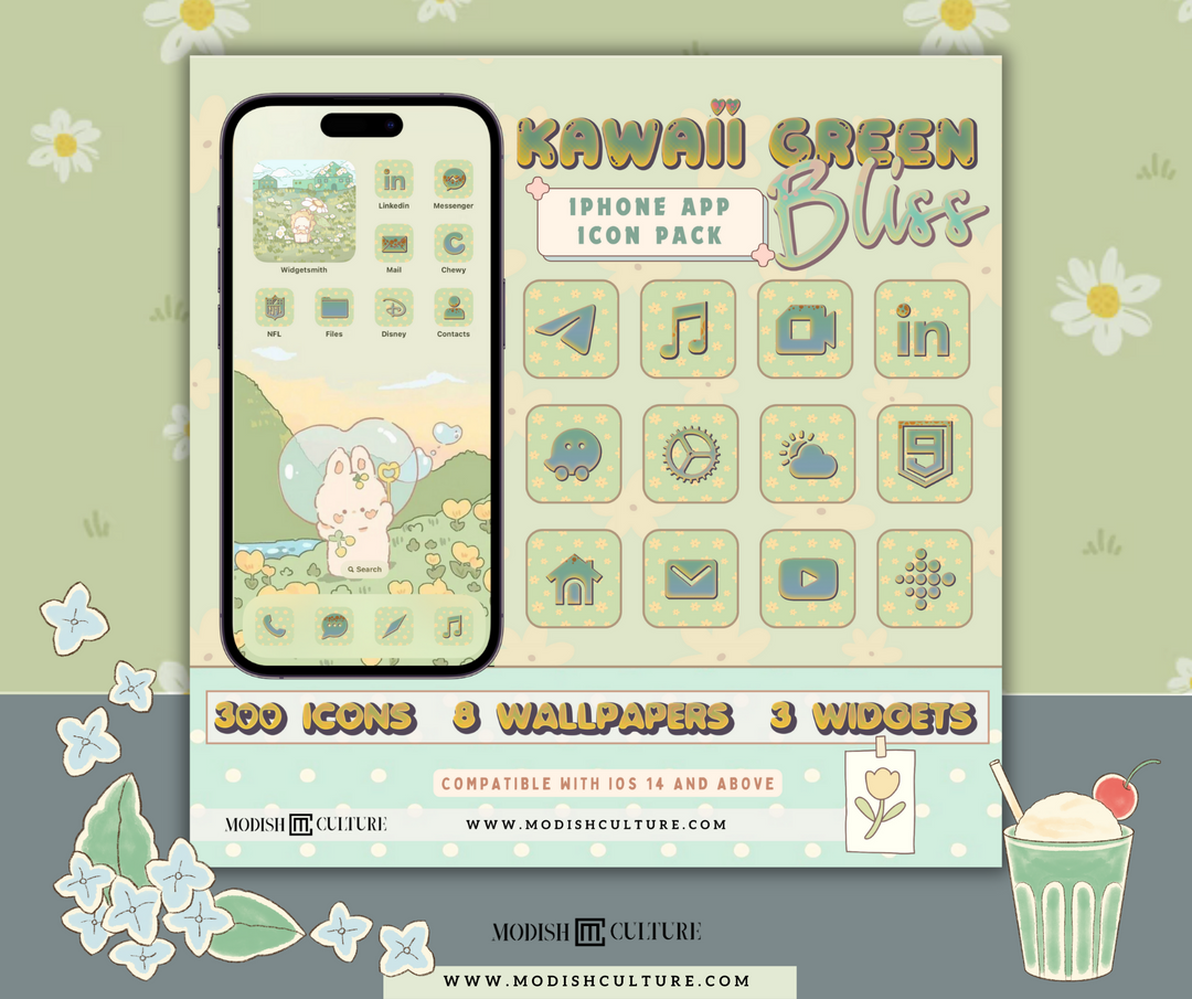 KAWAII Bliss BUNDLE | iPhone App Icon Themes for iOS14+