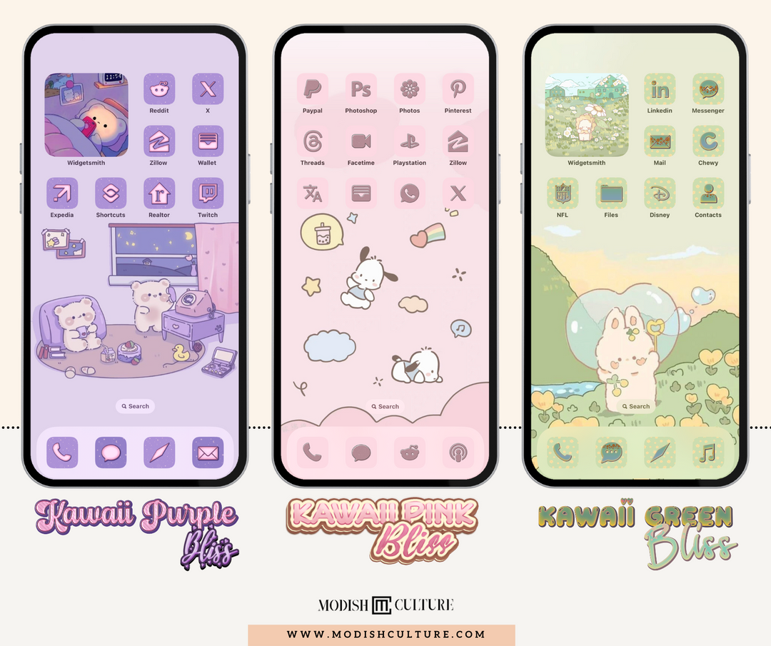 KAWAII Bliss BUNDLE | iPhone App Icon Themes for iOS14+