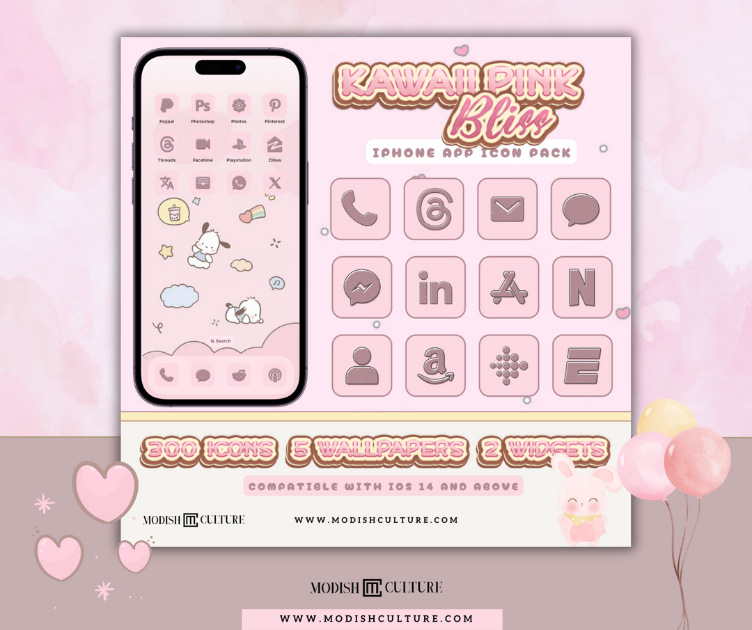 KAWAII Bliss BUNDLE | iPhone App Icon Themes for iOS14+