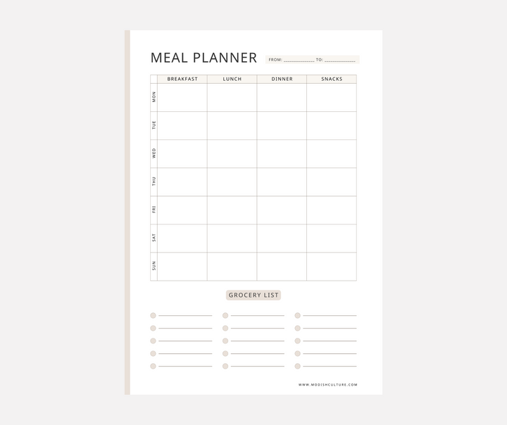 Meal Planner and Grocery List  | PRINTABLE & FILLABLE PDF