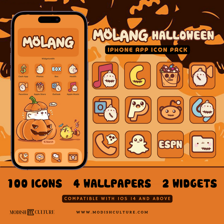 Kawaii Molang Halloween iPhone App Icon Theme for iOS14+