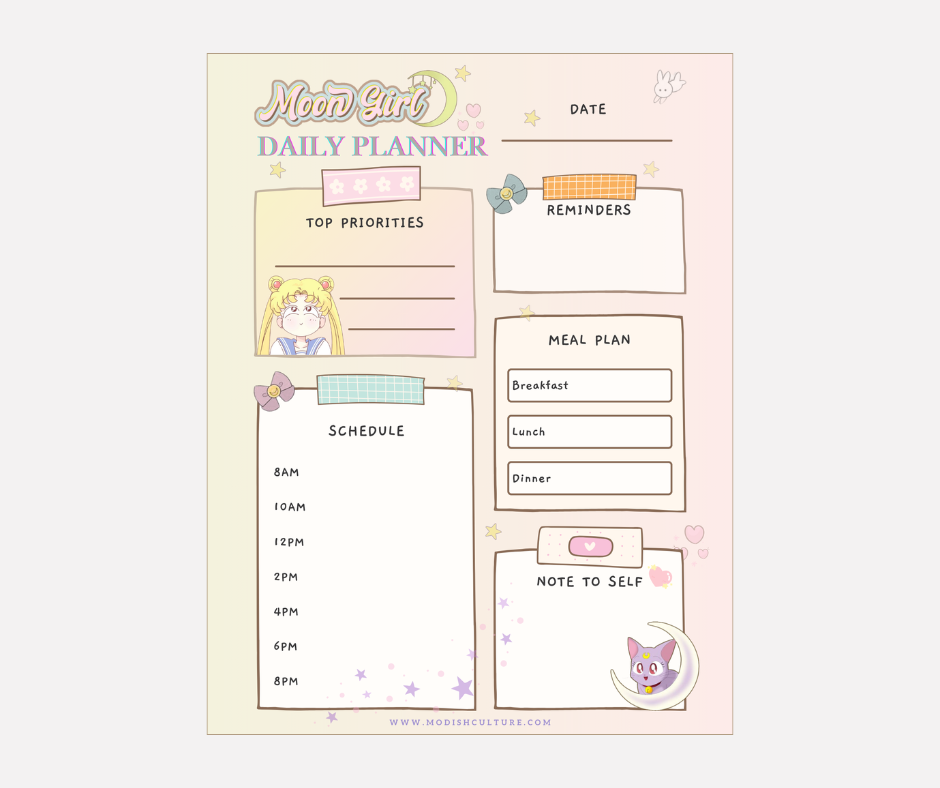 Sailor Moon Girl Daily Planner
