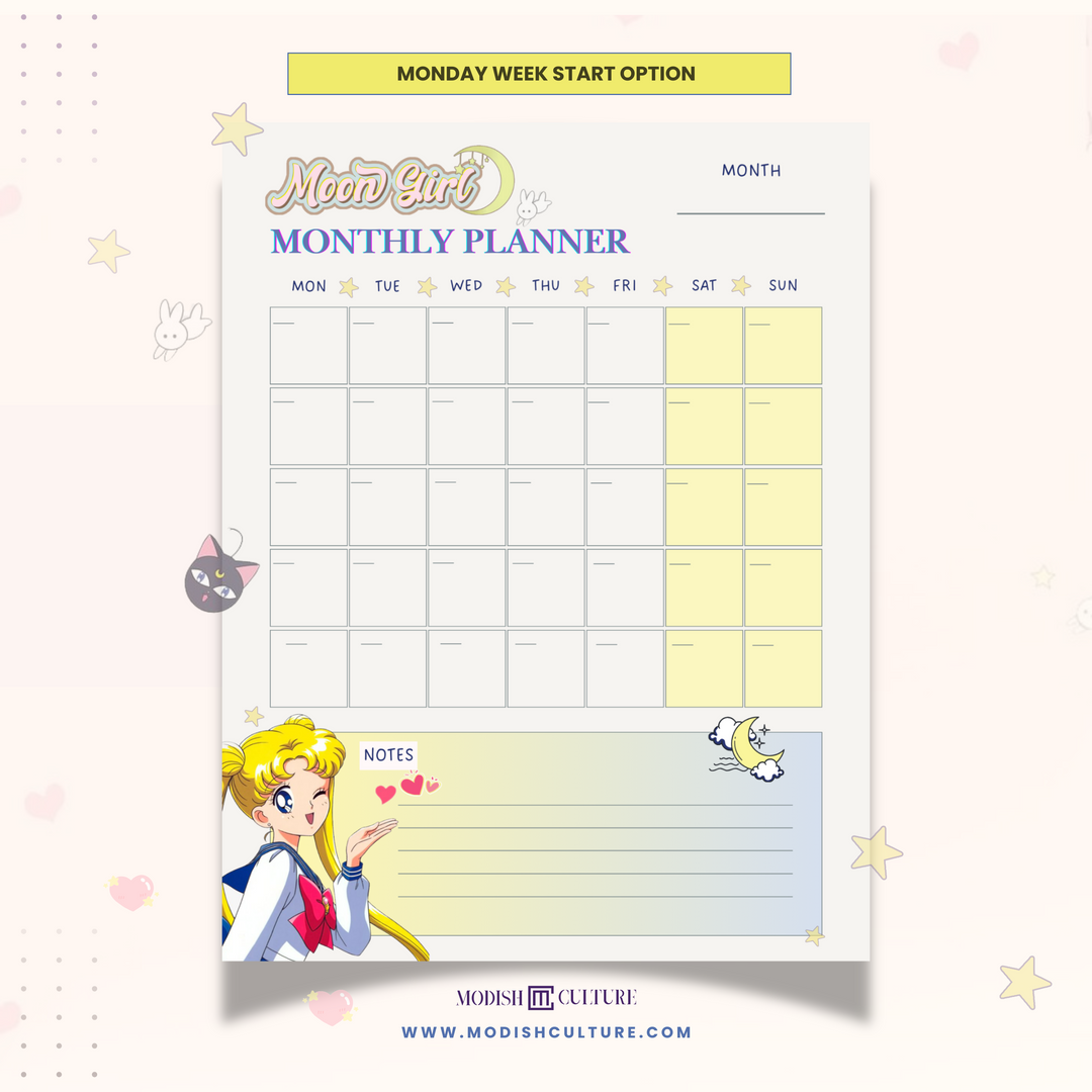 Sailor Moon Girl Monthly Planner