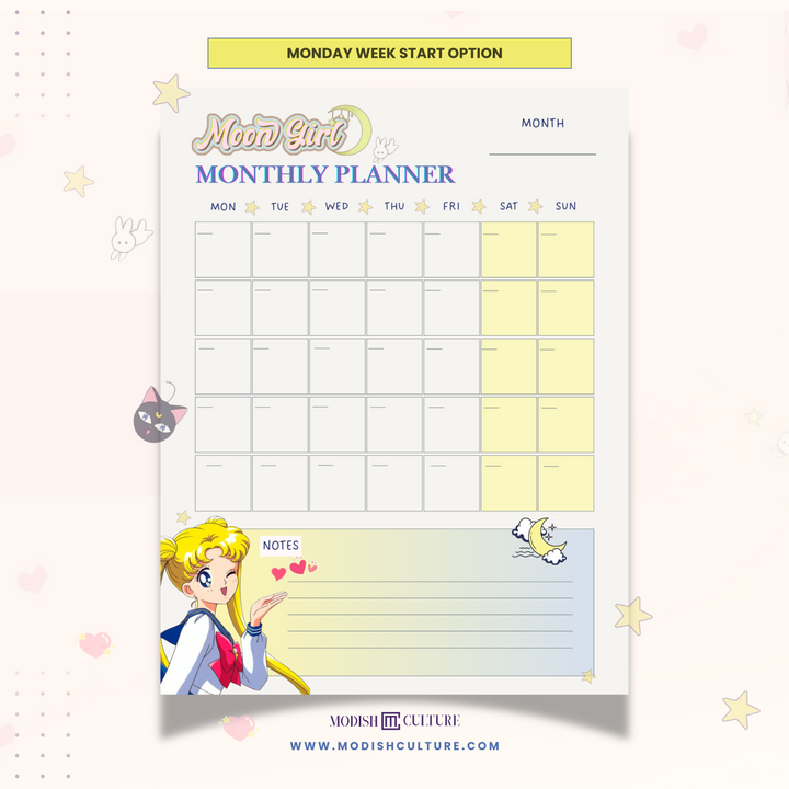 Sailor Moon Girl Monthly Planner