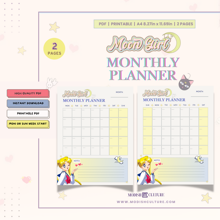 Sailor Moon Girl Monthly Planner
