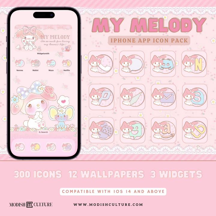 My Melody Kawaii iPhone App Icon Theme for iOS14+