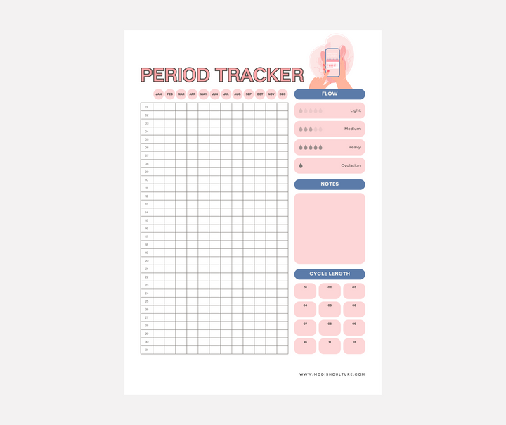 PERIOD TRACKER  | PRINTABLE PDF