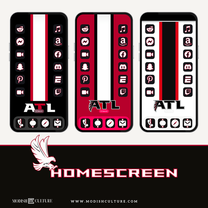 Red and Black Falcons App Icon Theme for iOS14+ | Atlanta Falcons