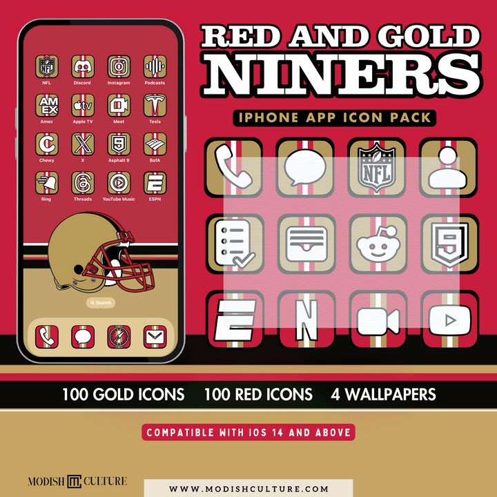 Red and Gold  Niners App Icon Theme for iOS14+ | San Francisco 49ers