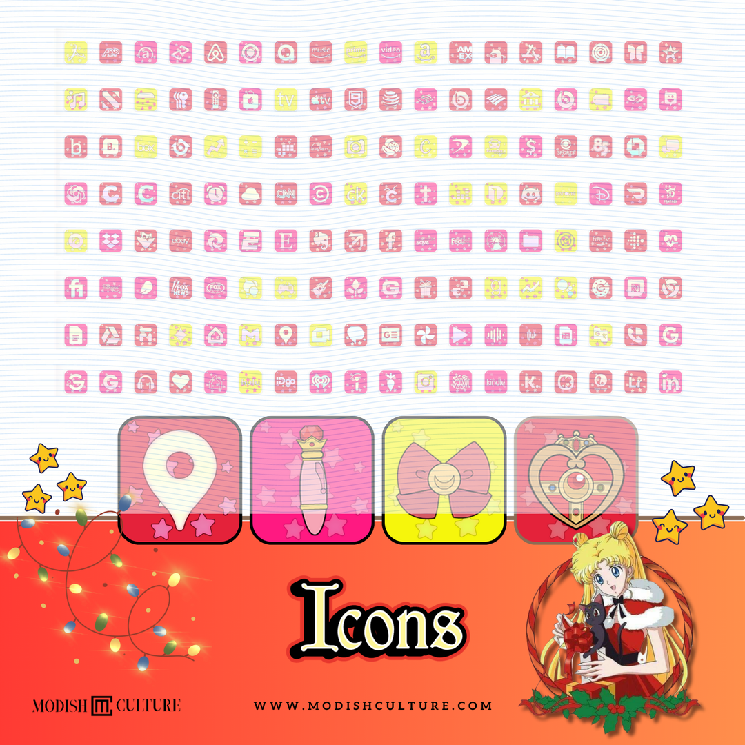 Sailor Moon Christmas iPhone App Icon Pack