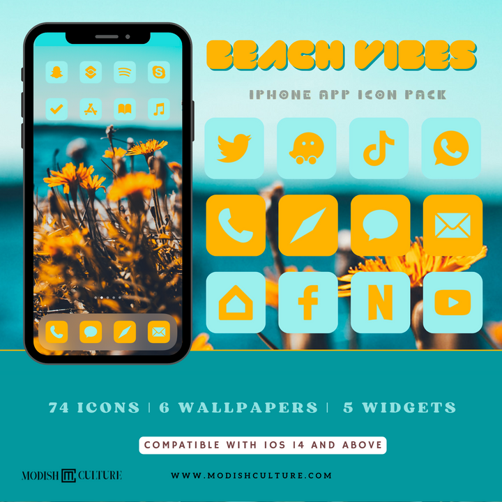 Beach Vibes iPhone iOS14+ App Icon Theme