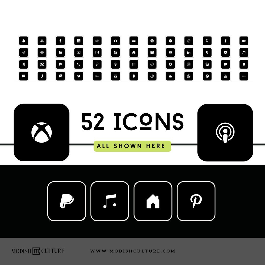 Black and White iPhone iOS14+ App Icon Theme