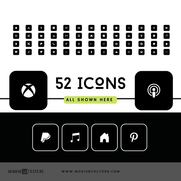 Black and White iPhone iOS14+ App Icon Theme