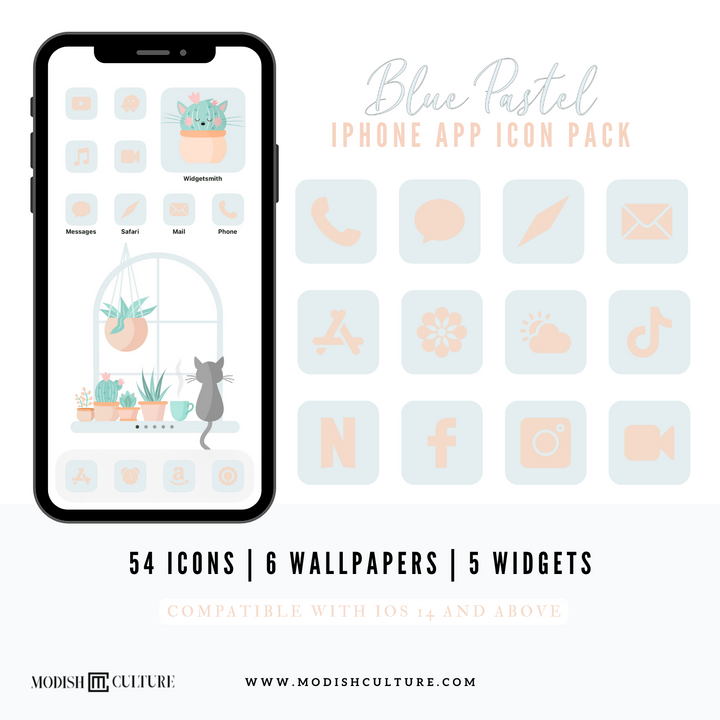 Blue Pastel iPhone iOS14+ App Icon Theme