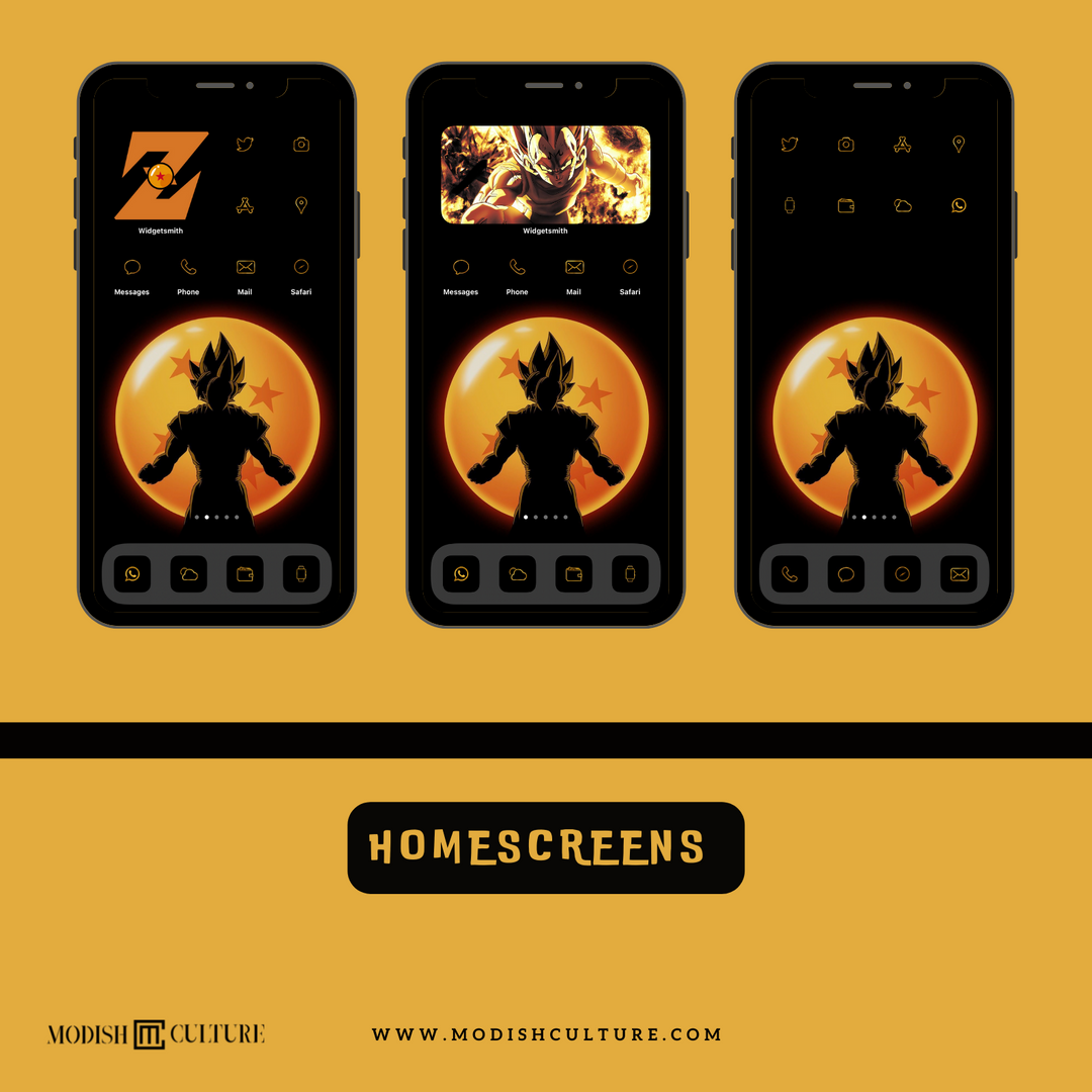 Dragonball Z iPhone iOS14+ App Icon Theme Bundle