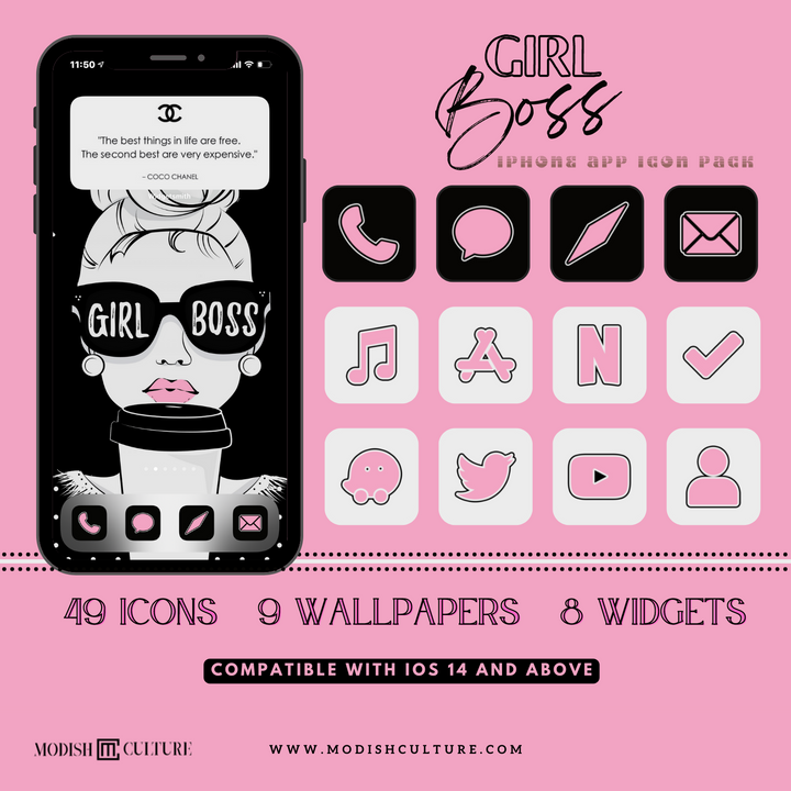 Girl Boss iPhone iOS14+ App Icon Theme