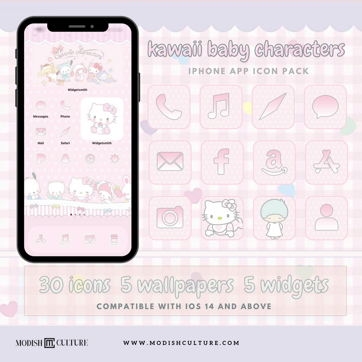 Kawaii Baby Characters iPhone iOS14+ App Icon Theme