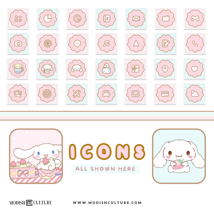 Kawaii Cinnamon Puppy iPhone iOS14+ App Icon Theme