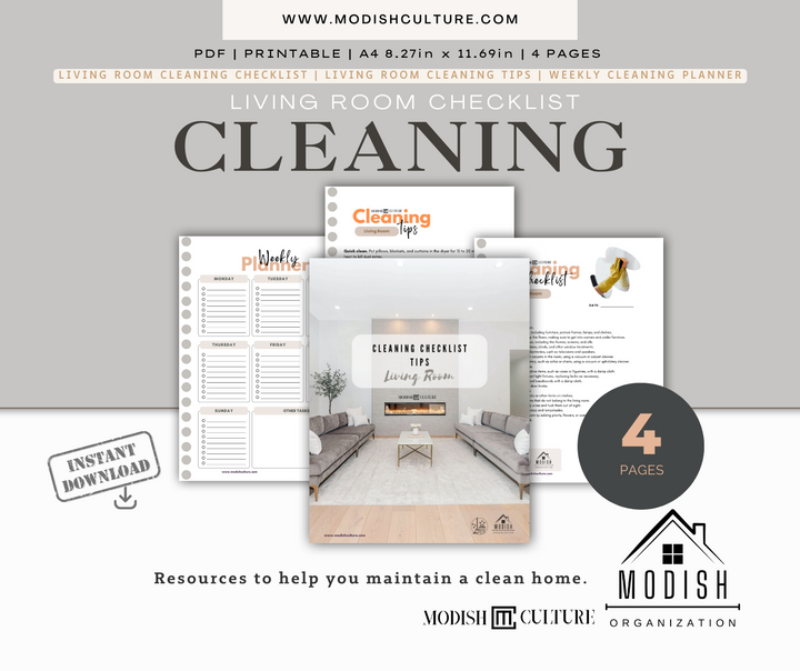 Living Room Cleaning Planner & Checklist | PRINTABLE PDF